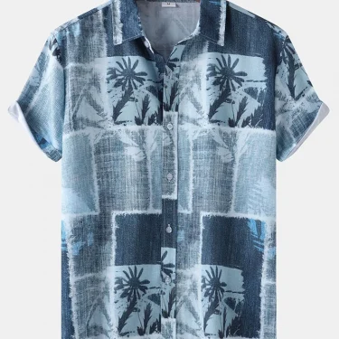 Men's Shirt Short Sleeve Hawaiian Casual Printed Button Shirt Summer Beach Shirt Camping Shirt Short Sleeve Men's Formal Shirt 1