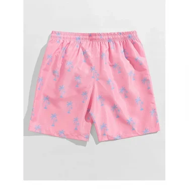 Pink Beach Pants Summer Men'S And Women'S Shorts Coconut Tree Print Quick Drying Surfing Swimming Hot Spring Short 2