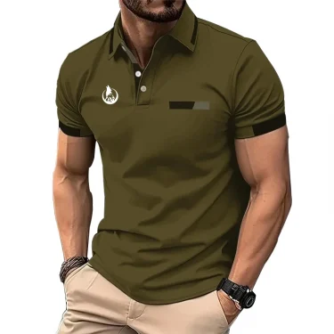 Men Summer New Business Casual Short Sleeve Button Polo Shirt Men Sport Fashion Slim Fit Pure Color Quick Drying Polo Shirt Tops 4