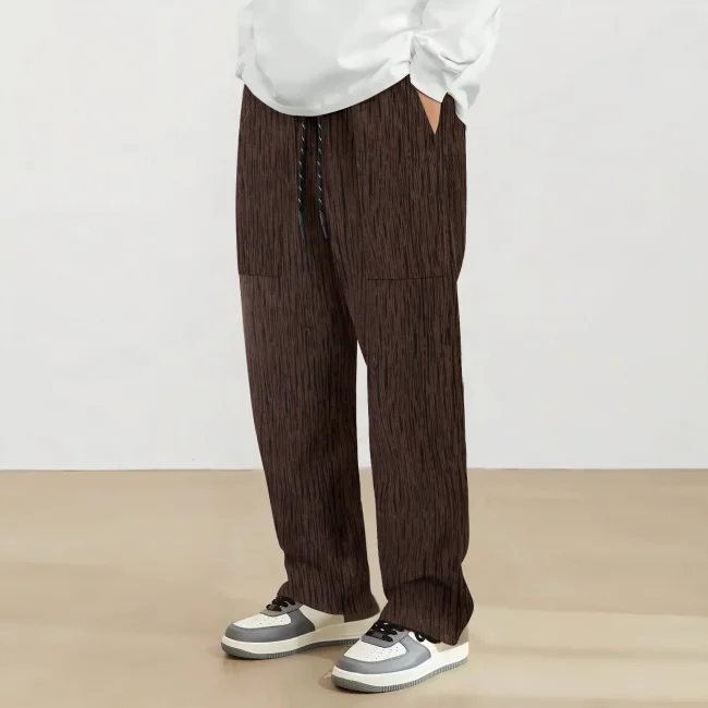 Spring new men's pants 2025 fashion corduroy high quality super casual trend for young men straight pants wide leg pants 4