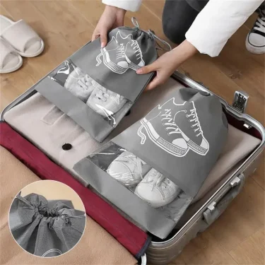 5/10pcs Shoes Storage Bag Closet Organizer Non Woven Travel Portable Bag Waterproof Pocket Clothing Classified Draw Hanging Bag 5