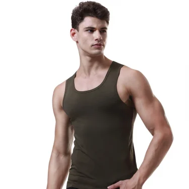 Men's cotton sports vest summer youth breathable hurdle men slim fitness sleeveless white undershirt tide 4