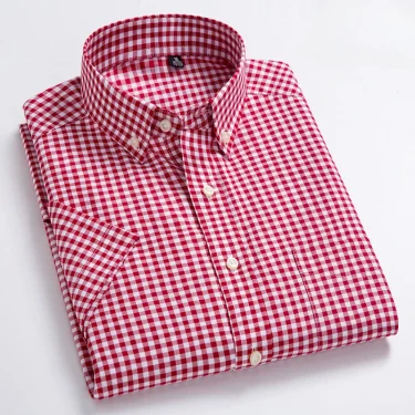 New in shirt hight qulity100%cotton summer short sleeve shirts for men slim fit Casual shirt thin plaid tops soft office clothes 1