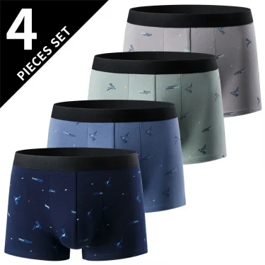 4-piece men's printed letter underwear beach shorts comfortable breathable teenagers plus size underwear up to 6XL. 5