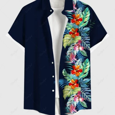 Fashion Men's Hawaiian Shirts 3D Printed Short Sleeved Button Down Lapel shirt Oversized Tops 2025 Summer casual Aloha shirts 2