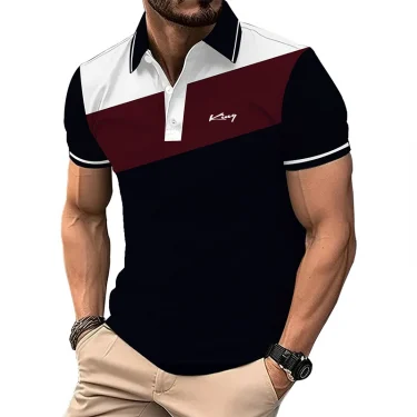 New Men Slim Fit Summer Short Sleeve Sport Polo Shirt Men Fashion Slim Fit Spell Color Polo Shirt Men Quick Drying Polo Shirt . 4
