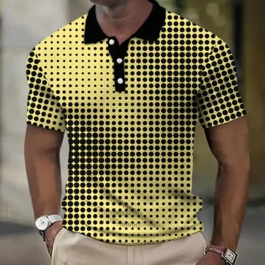 \Hot Sell Polo T-Shirt For Men 3d Spot Printed Men'S Clothing Street Casual Short Sleeved Fashion Tops Loose Oversized Shirt 3