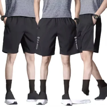 Sports Shorts Men Elastic Waist Shorts Male Breathable Quick Dry Comfortable Men's Short Pants Men Bottom Black XXXL New Fashion 1