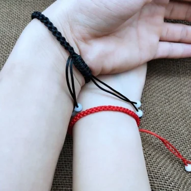 Handmade Black Red thick Rope Knot Bracelet for Women Men Retro Ethnic Style Tibetan Buddha Braid Chain Couple Friendship Jewelr 6
