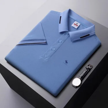 Men's breathable short sleeve top lapel T-shirt Fashion summer new 2024 print comfortable pullover business casual POLO shirt 4