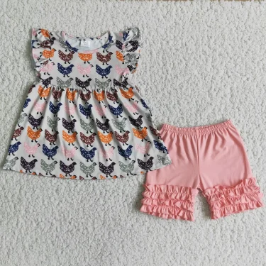 Baby Girls christmas sets Summer Girls Flower Short Sleeve Shorts Suit sales 2