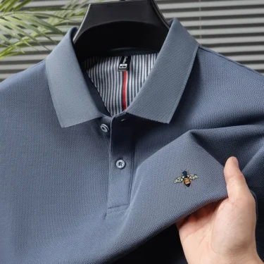 100% pure cotton luxury mens short sleeve summer new business casual polo shirt designer brand embroidered top fashionableTshirt 3