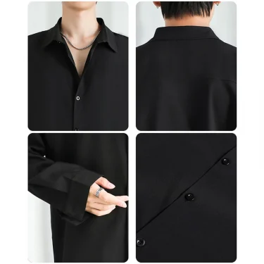 Shirt Men Solid Long sleeved Shirt For Men Korean Fashion Shirts Comfortable Blouses Casual Loose Classic Single Breasted Shirt 3