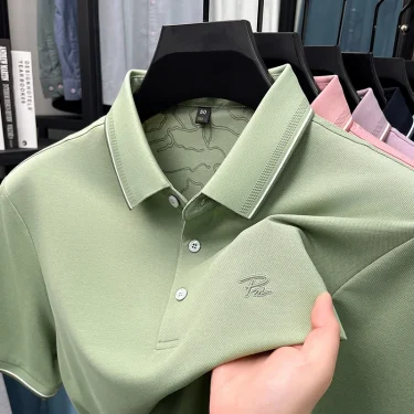 Men's Embroidered Cotton Short Sleeved Polo Shirt Designer Brand Lapel T-Shirt Fashion Simple Summer Breathable Top Men's Wear 5