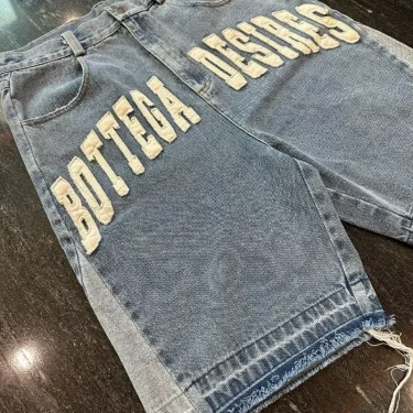 Y2K American Street Embroidery High Waist Washed Oversized Denim Shorts Harajuku Retro Trendy Brand Jeans Men Goth Punk Shorts 6