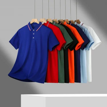 2025 Hot Sale Men's Summer Casual Breathable Comfortable Polo Shirt Men's Solid Color High Quality Short Sleeve T-Shirt 1