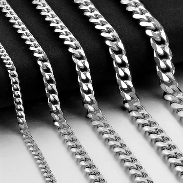 Stainless Steel Cuban Link Chain Bracelet Necklace For Men Women Neck Choker Fashion Jewelry Accessories 4