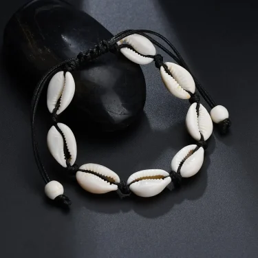 Bohemian Natural Sea Shell Charm Bracelets For Women Men Summer Sandy Beach Handmade String Rope Chains Bangle DIY Jewelry 4
