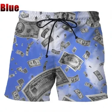 Bermuda Beach Shorts For Men Dollar 3D Printed Men's Board Shorts Unisex Casual Swimming Shorts Streetwear Vacation Beachwear 2