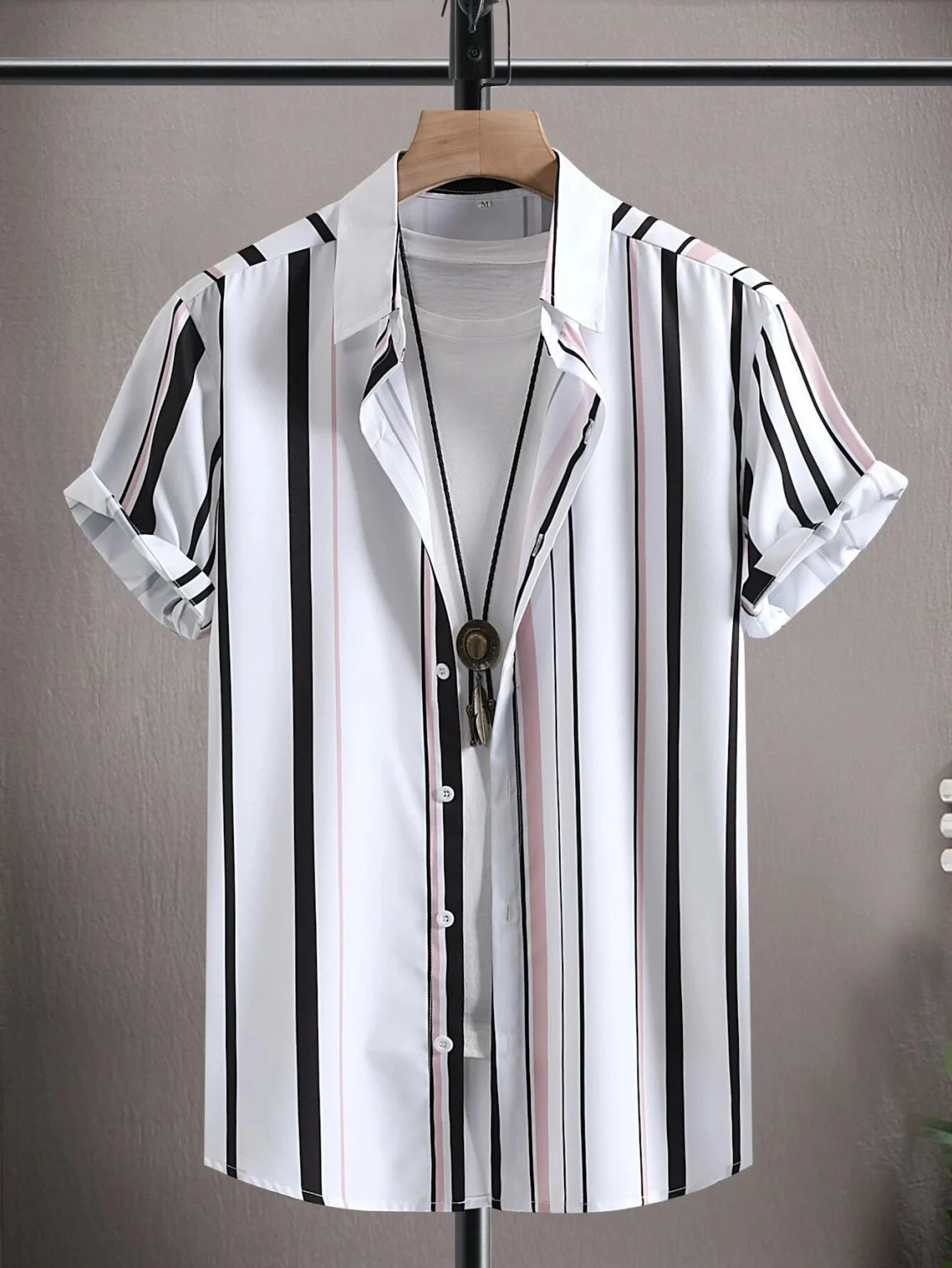 Men Women Shirts Colorful Striped Pattern Print Design Short Sleeve Shirts Fashion Button Short Sleeve Tops 1