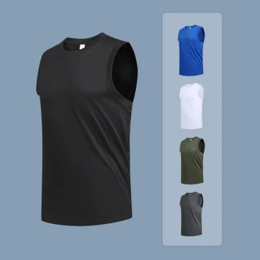 Men's New Large Size Breathable Ice Silk Quick Dry Sleeveless Vest Round Neck Casual Running Fitness M-8xl Summer Sports T-Shirt 2