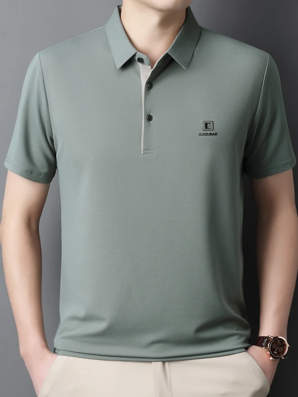 Men's lightweight summer short-sleeved Polo shirt, breathable polyester blend, ideal for golf, tennis and casual wear 6