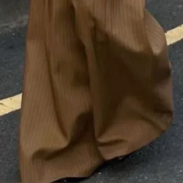 Gymystars Brown Striped Trousers Women's Wide Leg Pants New Fashion Pleated Loose Suit Pants Famale Clothing Office Commute 2