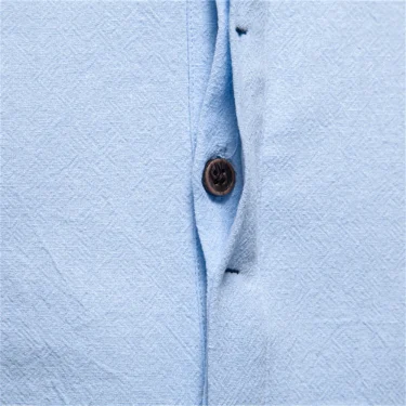 AIOPESON Mens Short Sleeve Solid Color Linen Shirt Turn Down Collar Casual Summer Breathable Comfort Shirt 4