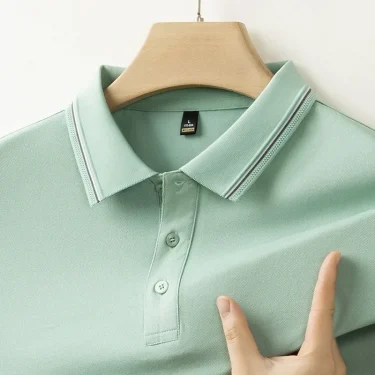 2025 New Men's Business Casual Short Sleeved Shirt Solid Color Polo Shirt Fashionable Breathable Comfortable Versatile Top 4