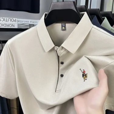 2025 New High end Brand Men's Short sleeved Polo Shirt Summer Fashion Pony Boutique Embroidery Golf silk Top Casual Paul T-shirt 2