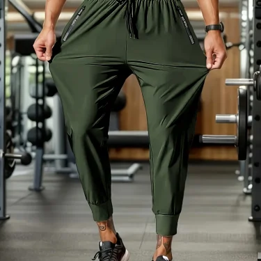 2025 Men's summer lightweight breathable ice fast drying stretch jogging pants outdoor casual training fitness room pants 1