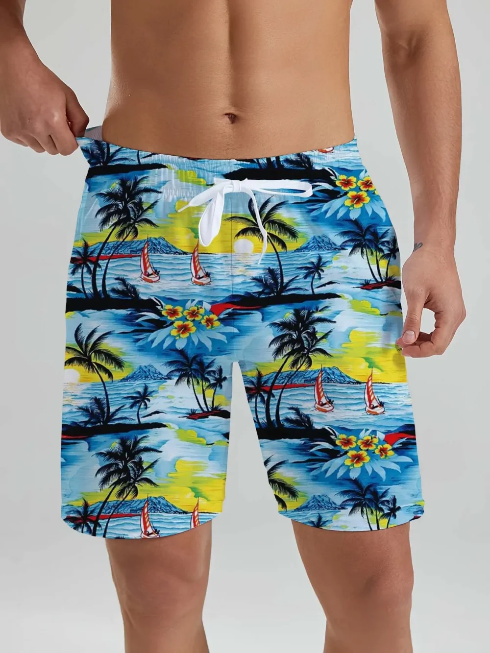 Hawaiian men's Beach Shorts Tropical Plant Beach Patterns 3D Printed men's Shorts Summer Swin Trunks Vacation men's Clothing 3