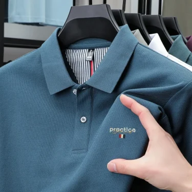 High end 100% pure cotton short sleeve polo shirt men's summer designer new brand letter embroidery Korean casual golf T-shirt 2