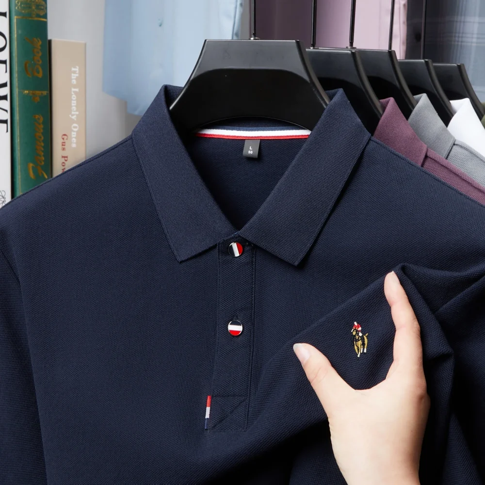 100% pure cotton men's high-end brand short sleeve polo shirt summer fashion hot selling pony embroidery golf top casual T-shirt 3