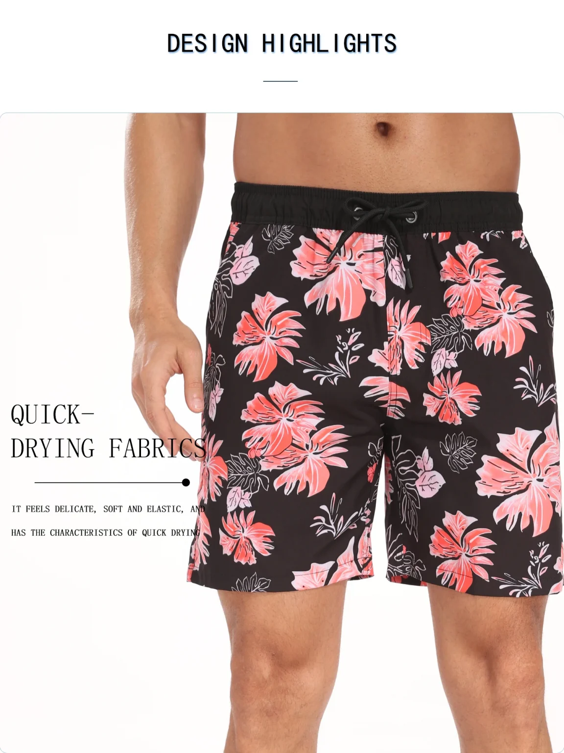 Summer New Men's Shorts Fashion Resort Quick Dry Beach Pants Men's Plus Size Lined Swim Trunks 4