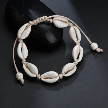 Bohemian Natural Sea Shell Charm Bracelets For Women Men Summer Sandy Beach Handmade String Rope Chains Bangle DIY Jewelry 5