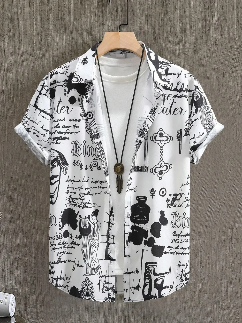 Summer Men Women Seaside button-down Versatile Shirts With Personalized And Interesting Print Design short-sleeved Fashion Tops 5
