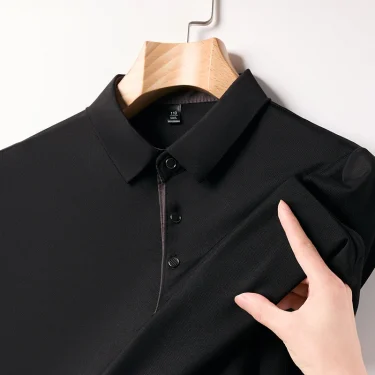 New High-end Ice Silk POLO Men's Short Sleeved T-shirt with Flip Collar, Casual, Sweat Absorbing, Breathable Polo Shirt 6
