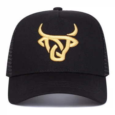 Unisex Ox Head Embroidery Baseball Net Caps Outdoor Adjustable Spring and Summer Casual Sunscreen Hat 5