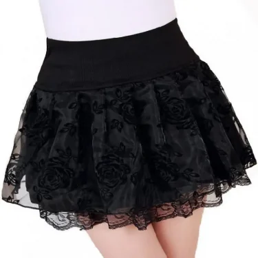 Zuolunouba Summer Slim Preppy Skirt Women Flower Bow Mini Tutu Style Elasticity Lace Skirts Shorts Lady High Waist Student 4