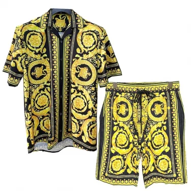 Vintage Men Shirts Sets Summer 3D Print Beach Short Sleeve Shirt Shorts Casual Trip Mens Hawaiian 2 Piece Suit S-2XL Man Blouse 2