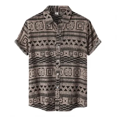 Hawaiian Ethnic style men's shirt 3D Print Leisure beach breathable button shirts street fashion short sleeved men's lapel tops 5