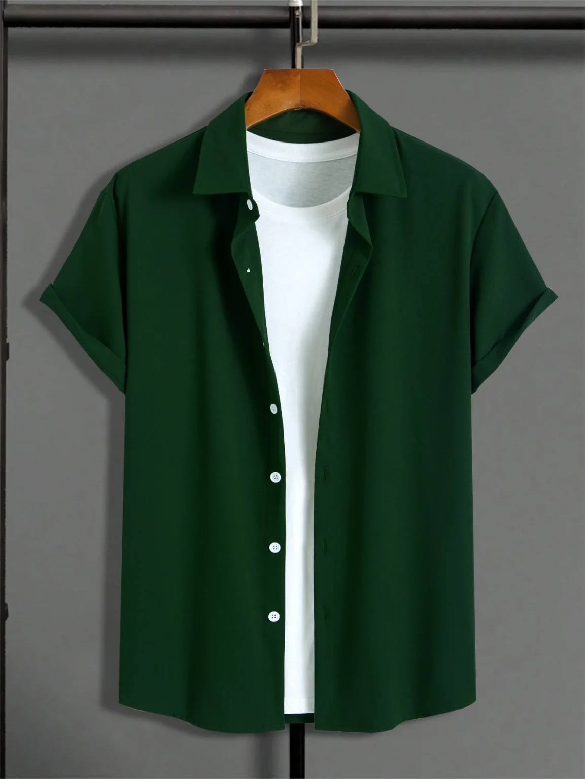 New short-sleeved shirt men's summer thin section trend Slim business casual half-sleeved shirt 2