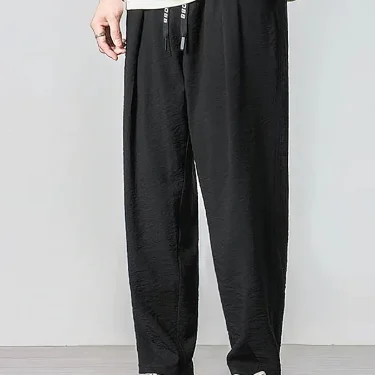 Summer Cotton Casual Jogger Linen Pants Men Ice silk Baggy Trousers Male Walking Wide leg Loose Sweatpants Chinese 5