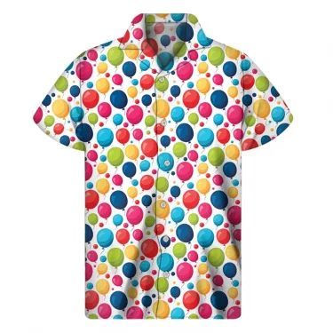 Cartoon Air Balloon 3D Print Hawaiian Shirt Men Summer Cool Lapel Shirts Fashion Short Sleeve Tops Oversized Button Blouse 1