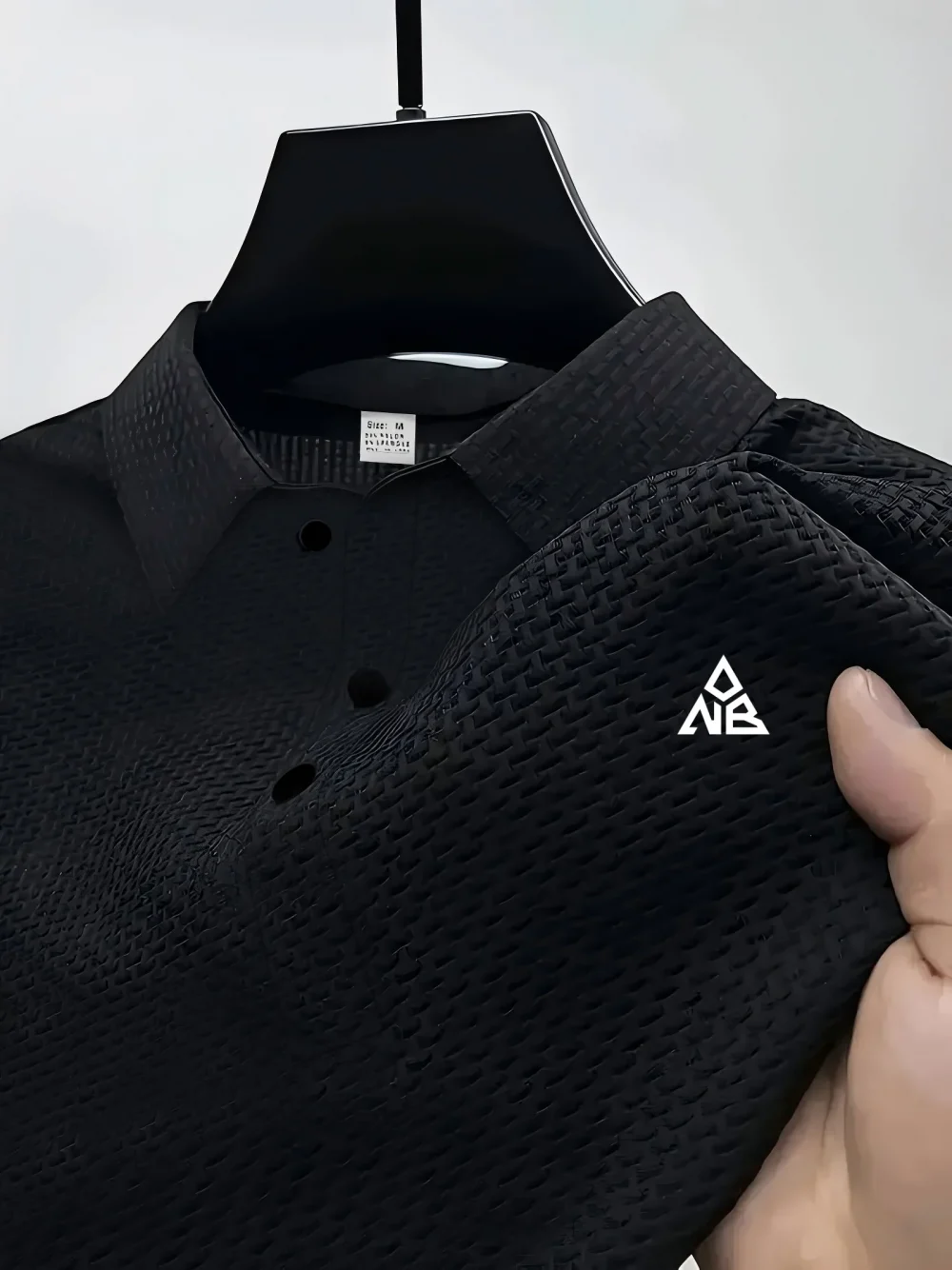 Men's classic solid color short sleeve shirt stretch knit button-down casual summer work style 95% polyester and spandex 4
