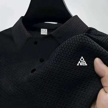 Men's classic solid color short sleeve shirt stretch knit button-down casual summer work style 95% polyester and spandex 4
