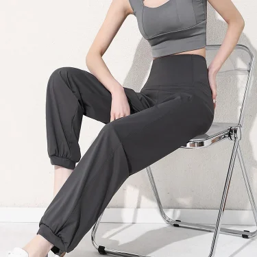 BIVIGAOS Spring Summer High Waist Sport Sun Protection Pants Women Slim Quick Dry Casual Bloomers Running Yoga Jogger Sweatpants 3
