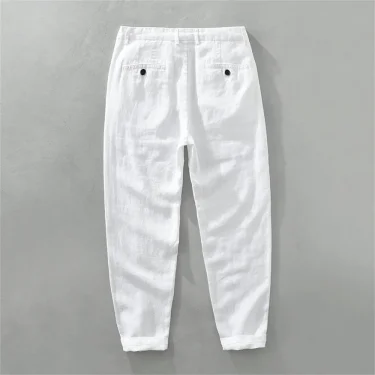 Summer men's linen pants loose straight pants Spring solid Trousers male breathable beach mens Casual pants 2