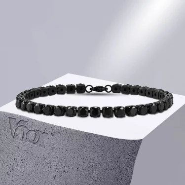 Vnox 5mm Tennis Chain Bracelets for Men Women, Black Stainless Steel Chain Bracelet, Classic Simple Unisex Wristband 1
